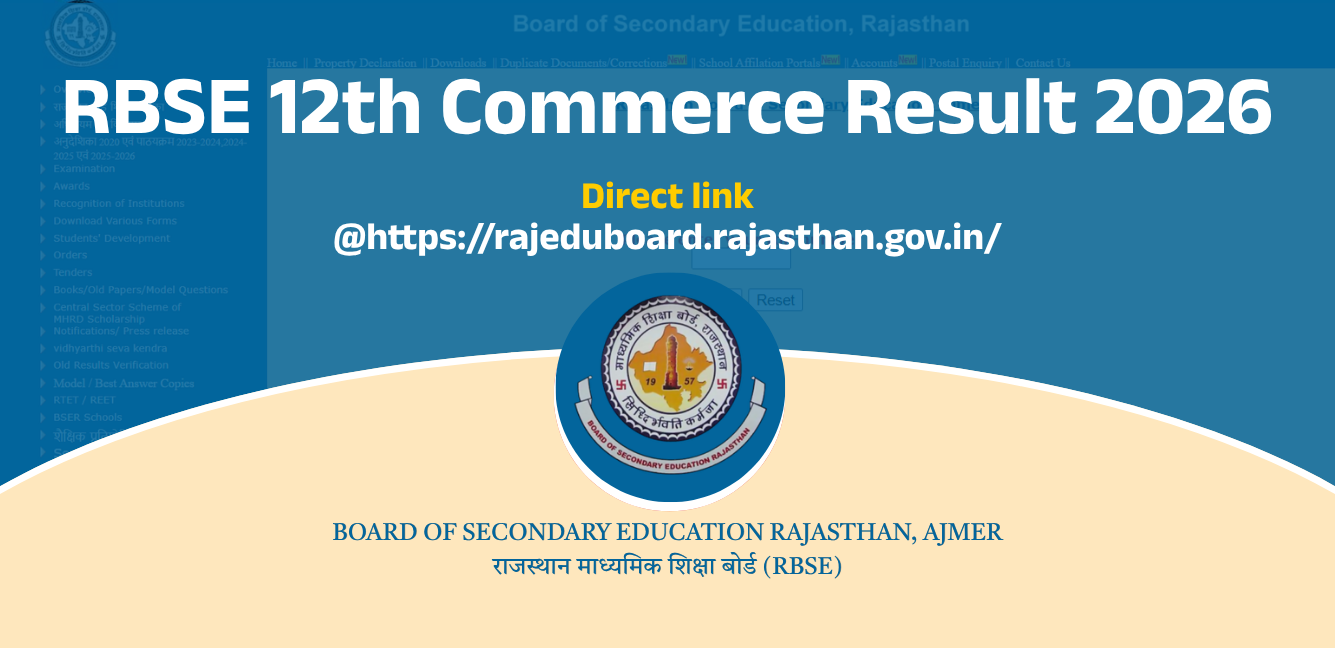 RBSE 12th Commerce Result 2026